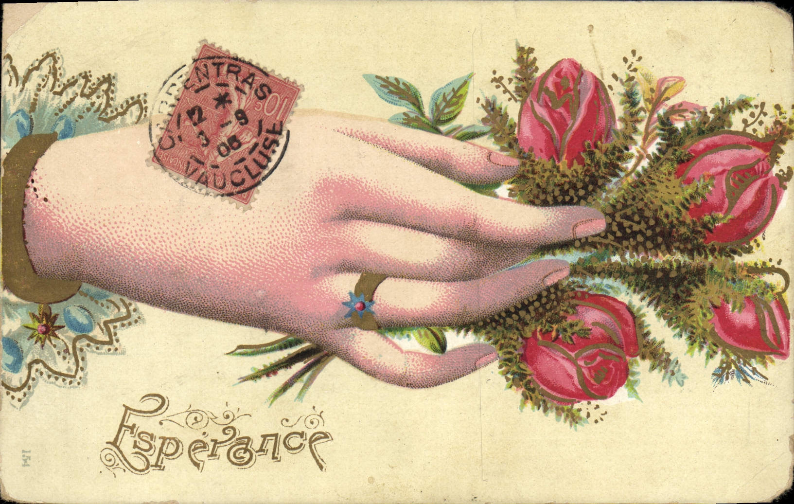 CPA Fantaisie Fleurs Main 