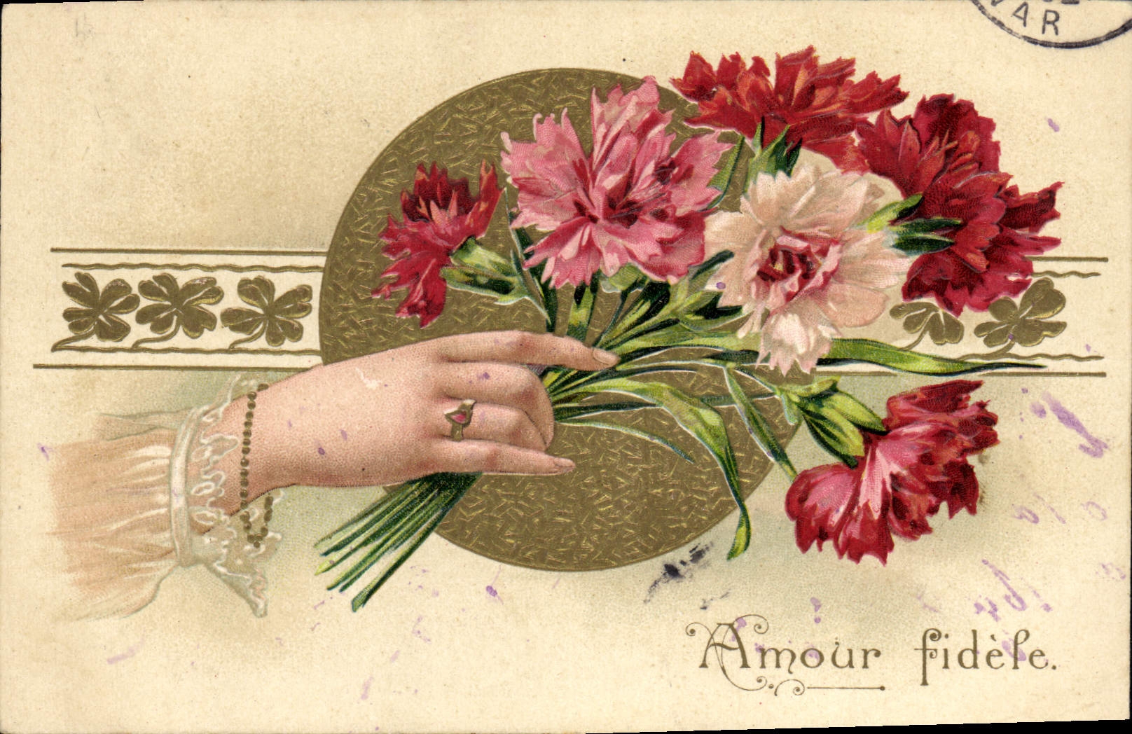 CPA Fantaisie Fleurs Main 