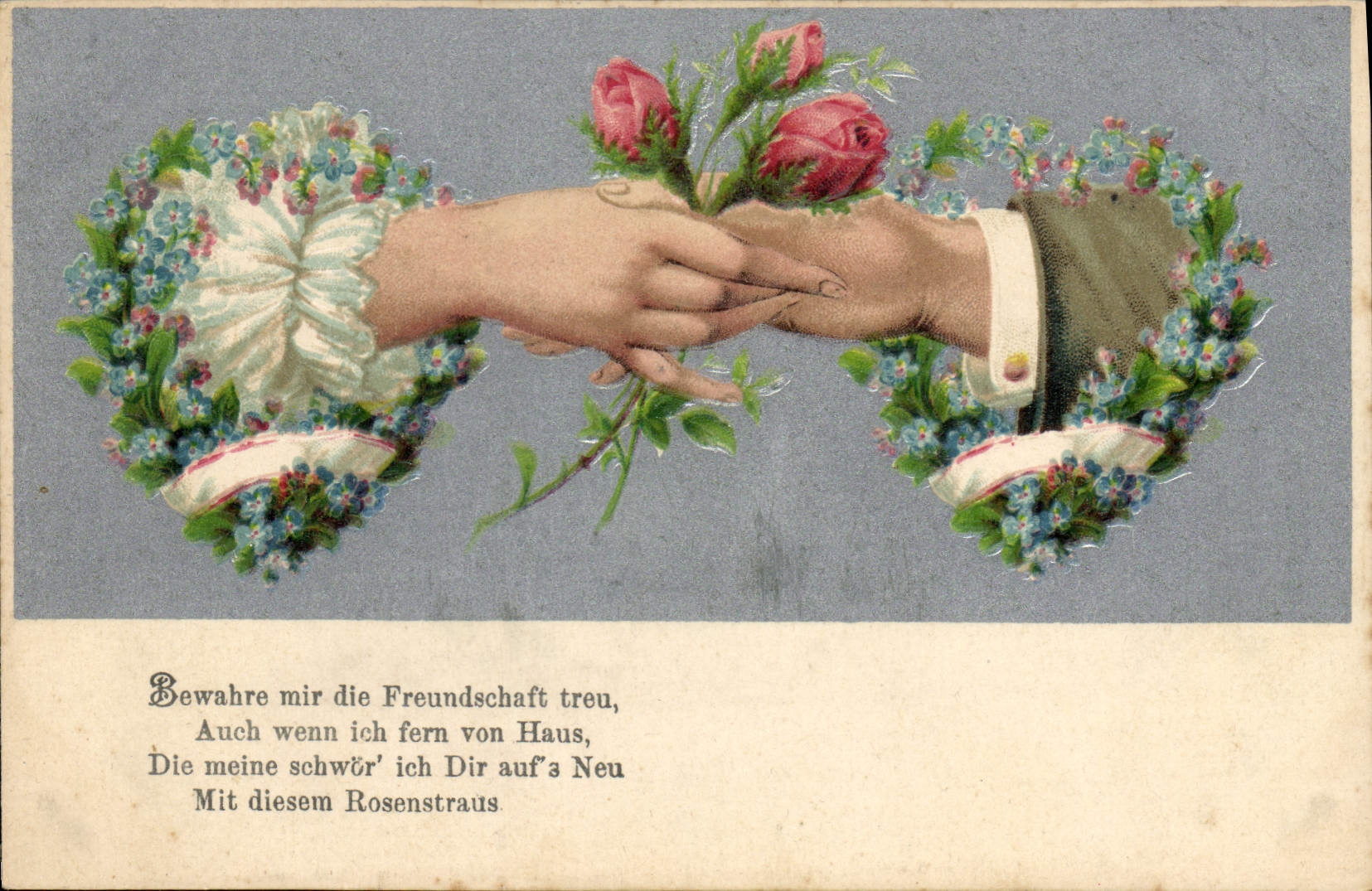 CPA Fantaisie Fleurs Main 