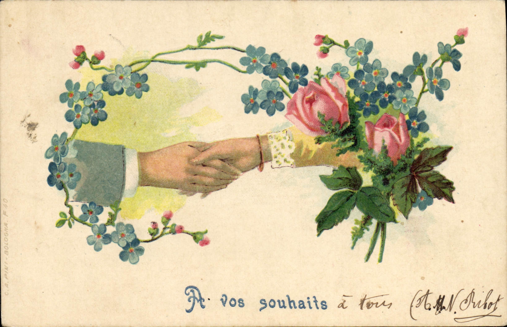 CPA Fantaisie Fleurs Main 