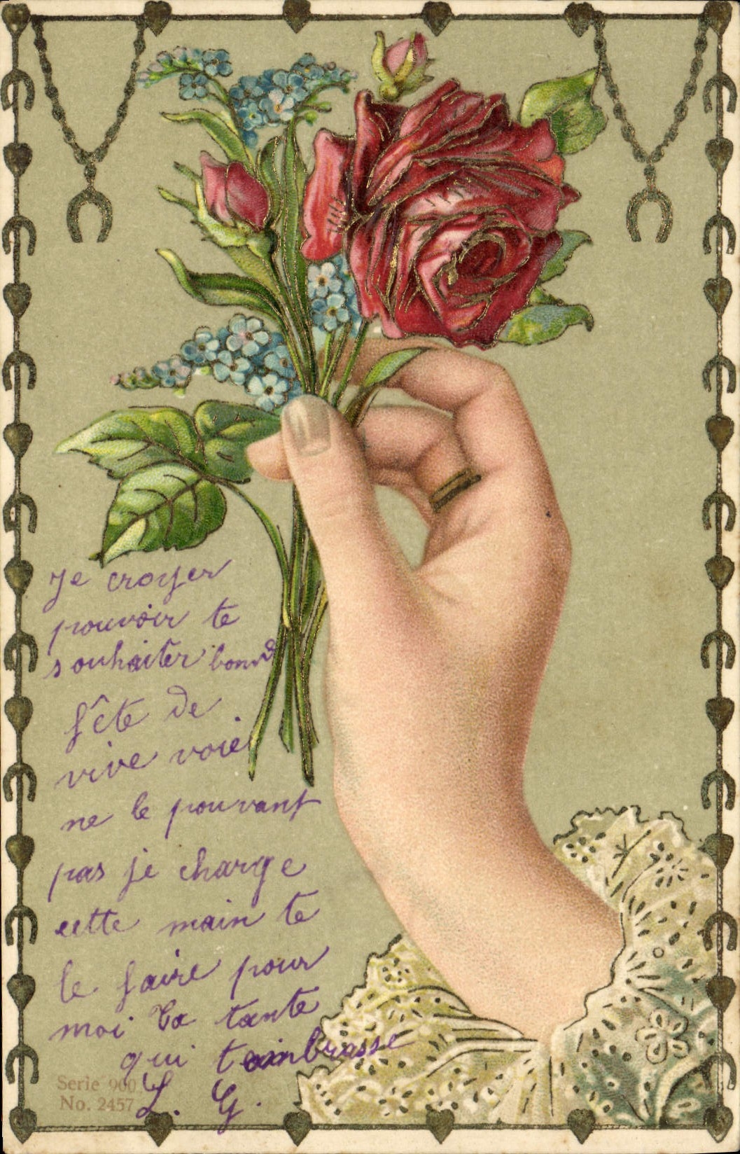 CPA Fantaisie Fleurs Main 