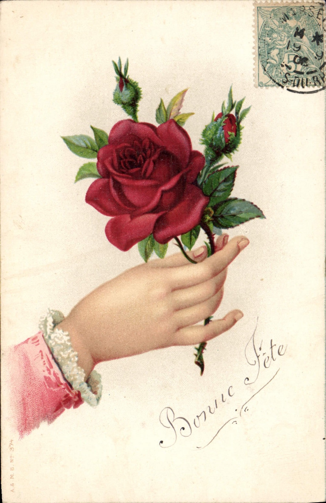 CPA Fantaisie Fleurs Main 