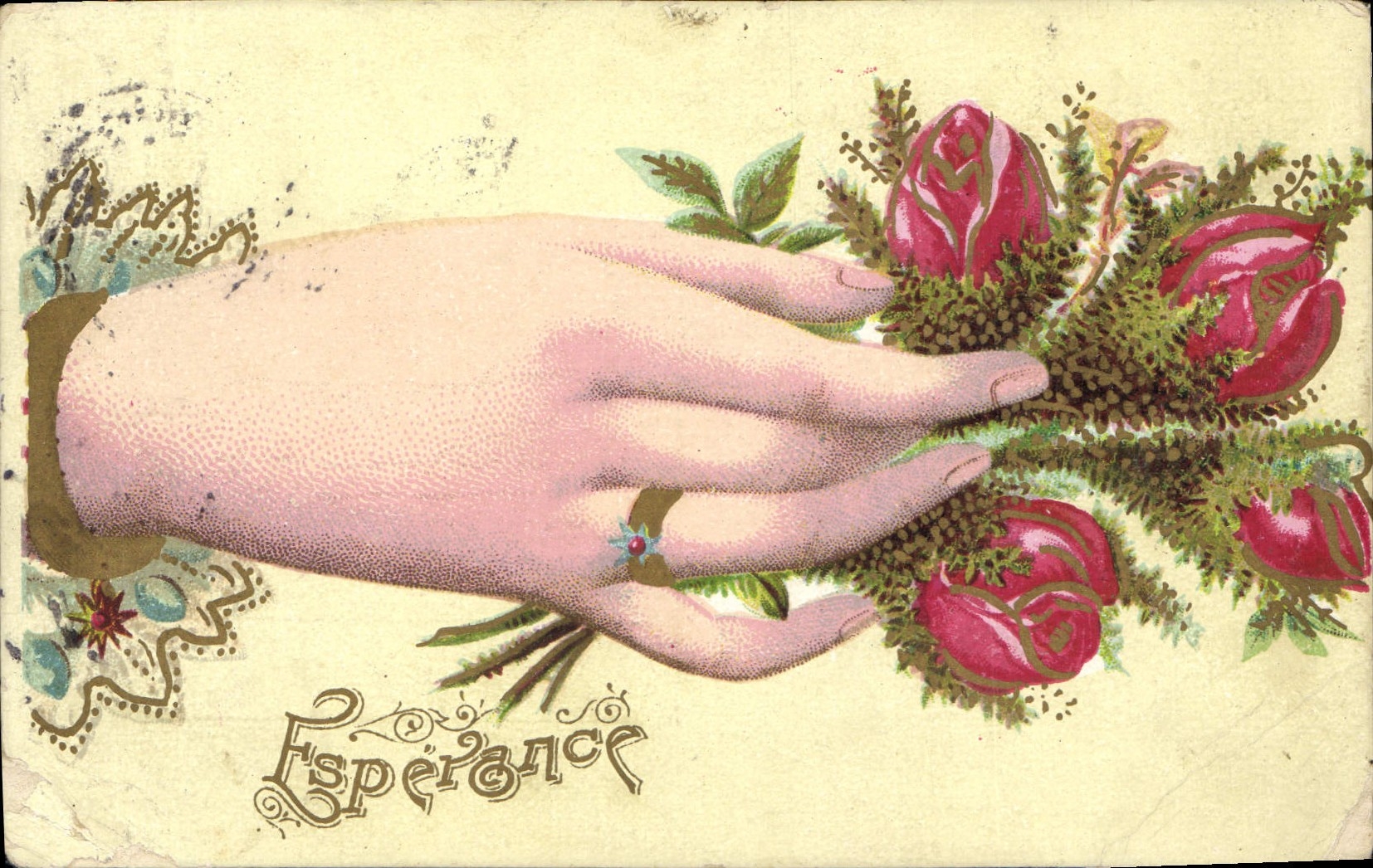 CPA Fantaisie Fleurs Main 