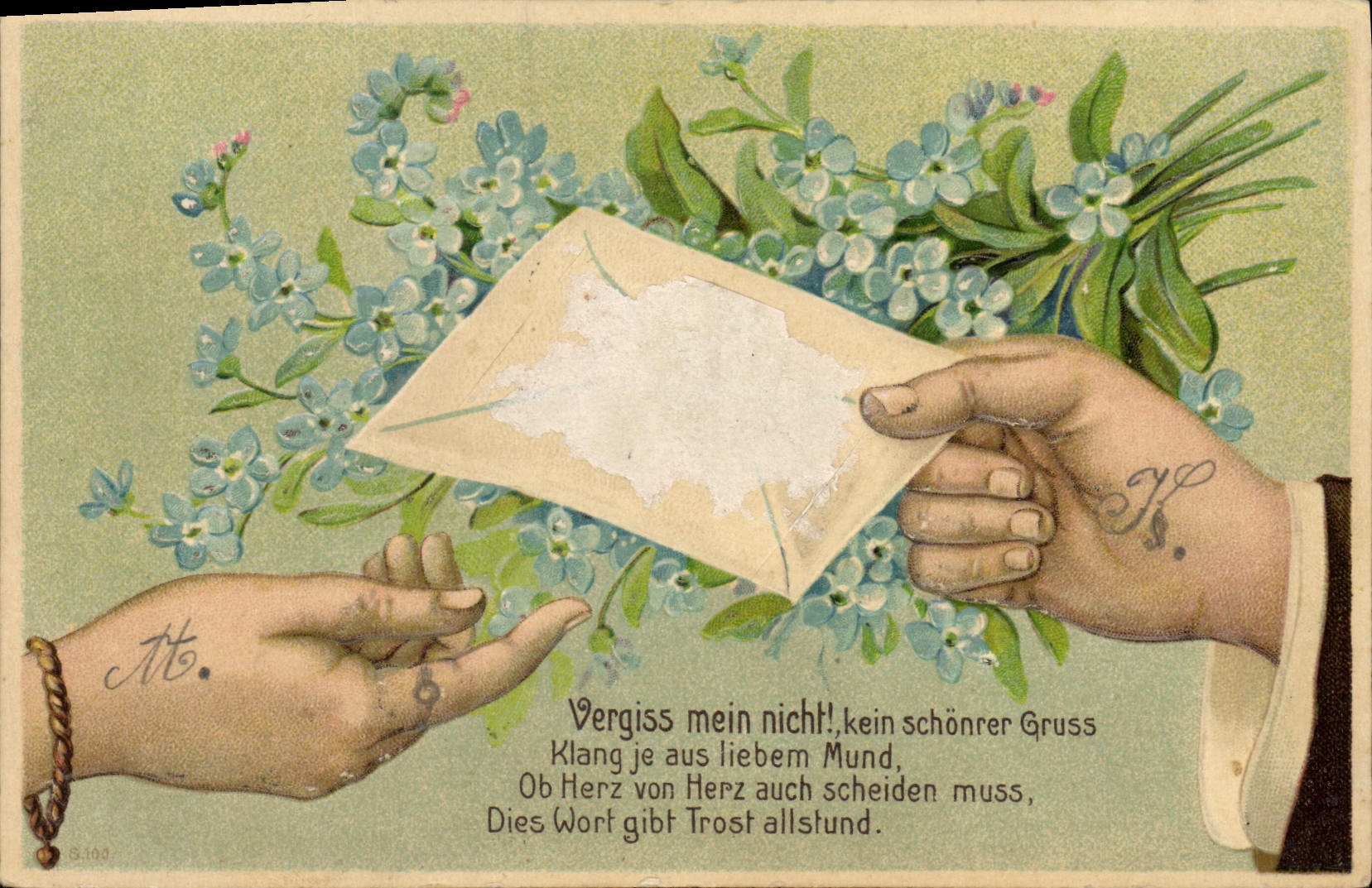 CPA Fantaisie Fleurs Main 