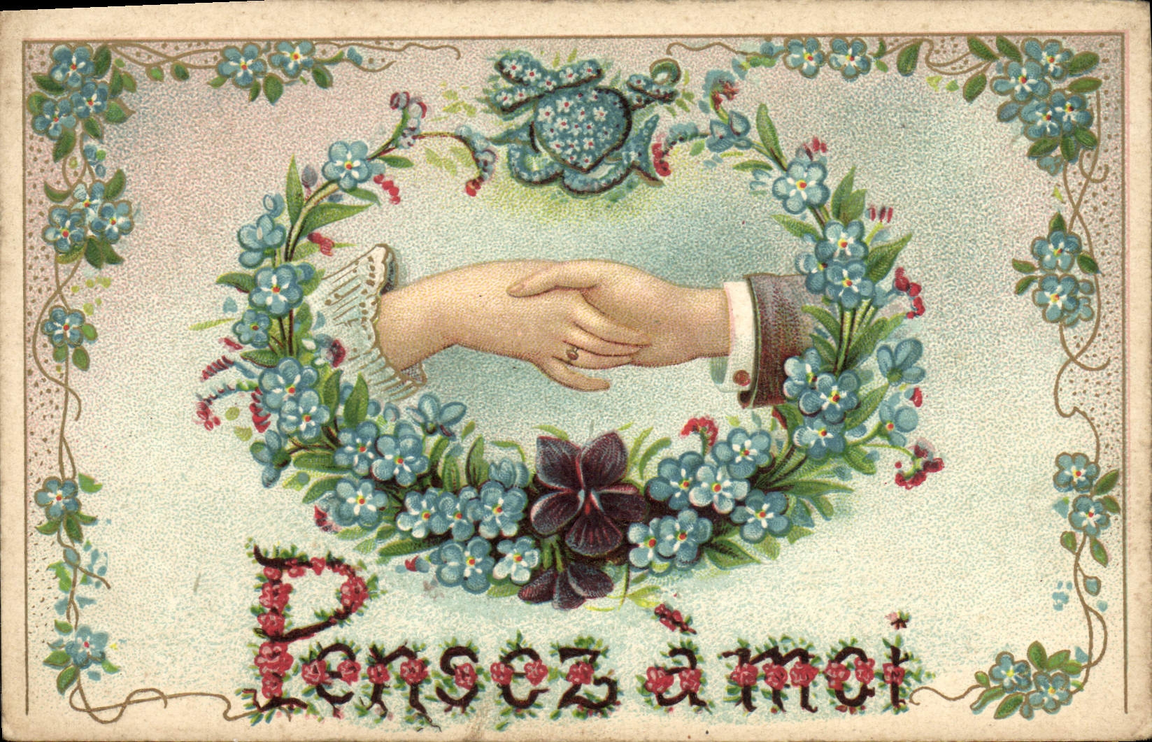 CPA Fantaisie Fleurs Main 