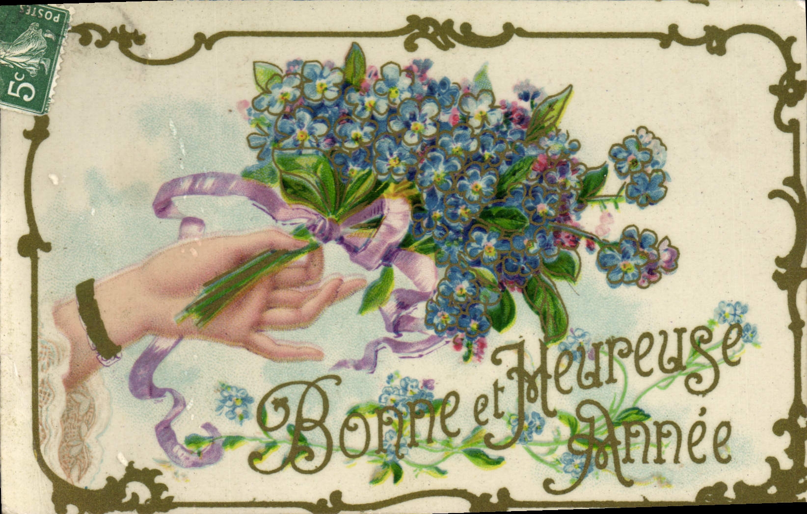 CPA Fantaisie Fleurs Main 