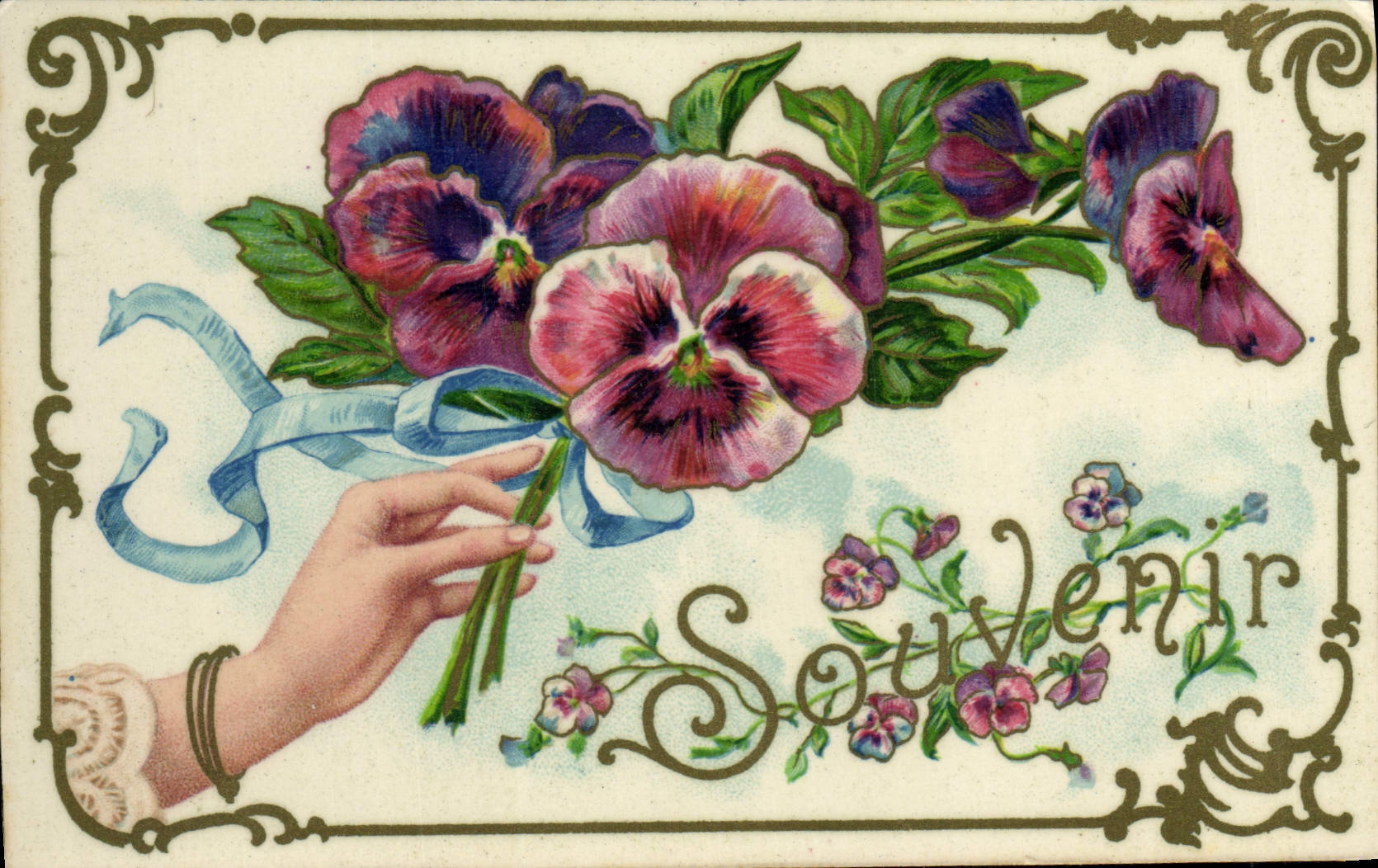 CPA Fantaisie Fleurs Main 