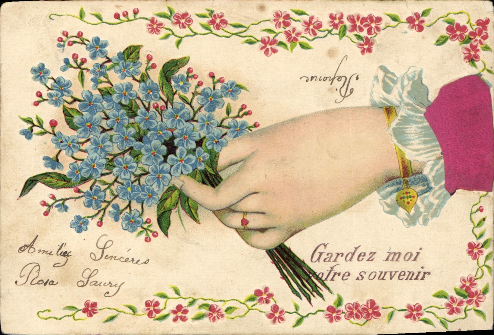 CPA Fantaisie Fleurs Main 