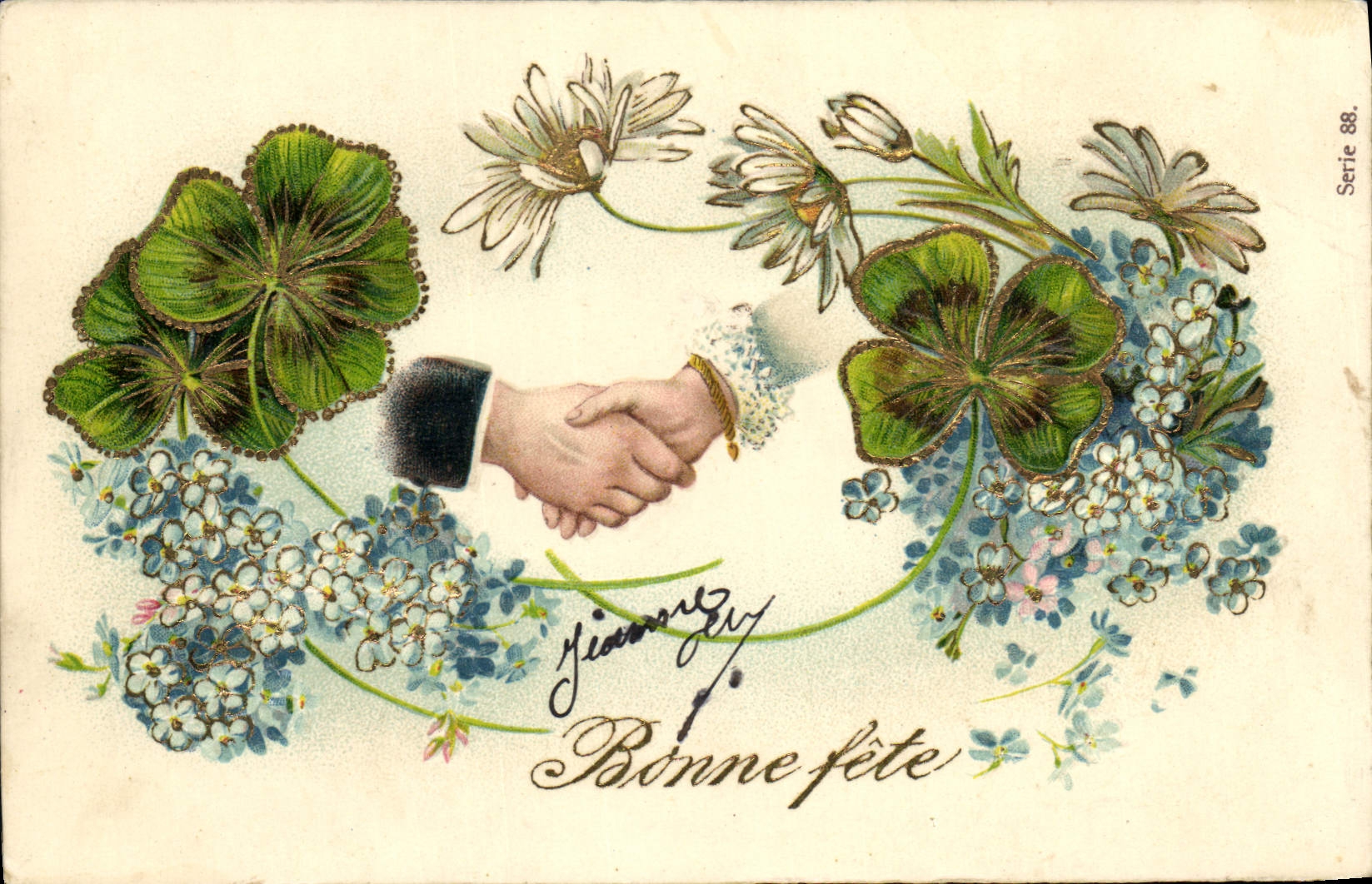 CPA Fantaisie Fleurs Main 