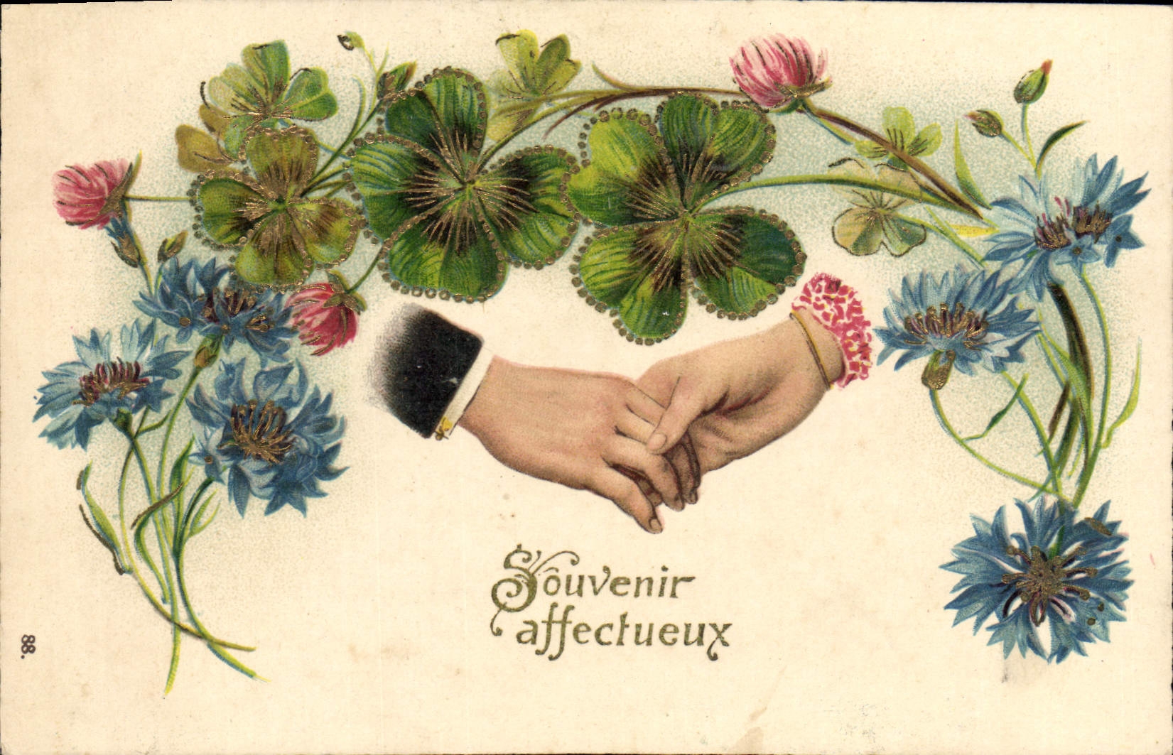 CPA Fantaisie Fleurs Main 