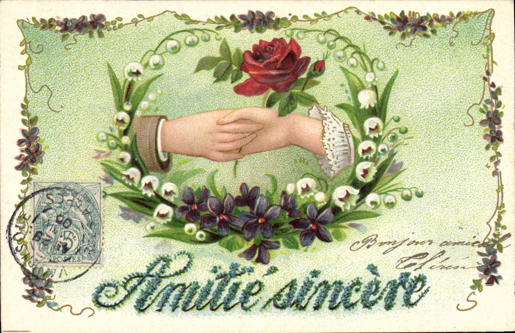 CPA Fantaisie Fleurs Main 