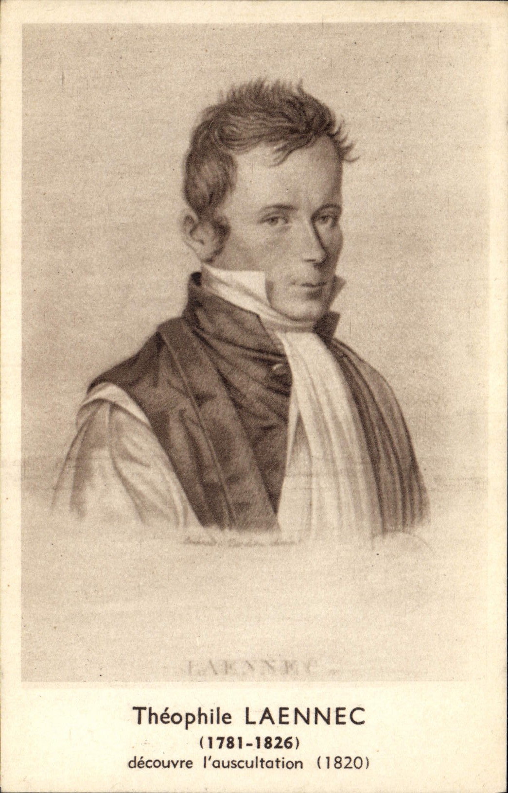 Vintage Postcard Theophilus Laennec discovers the sounding