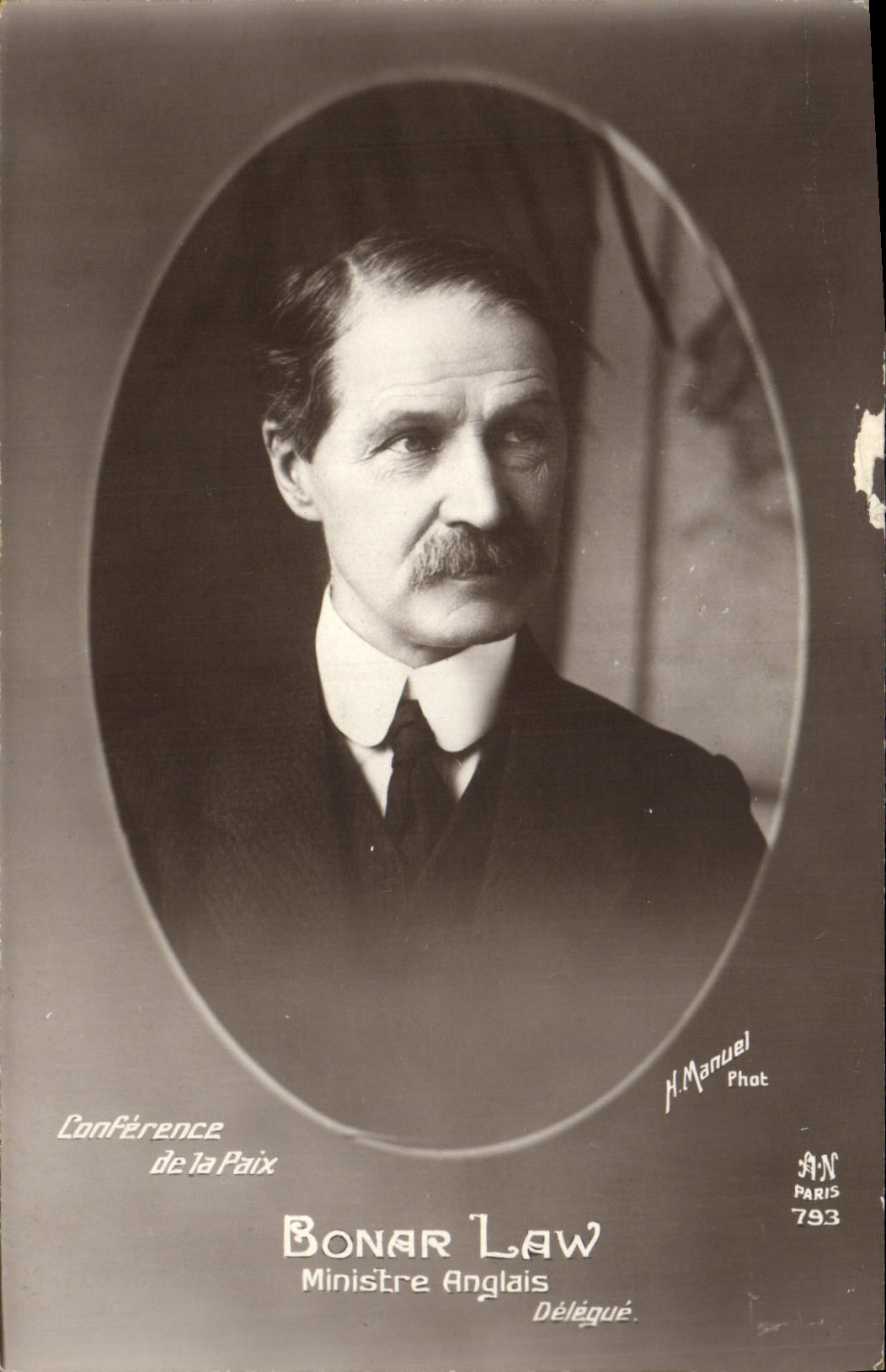 Vintage Postcard Bonar Law English Minister Conference of Peace