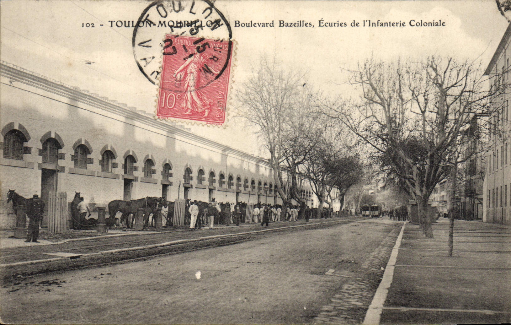 Postal Caballo Equitación Hípica Toulon Mourillon Bulevar Bazeilles Establos de la infantería colonial Militaria