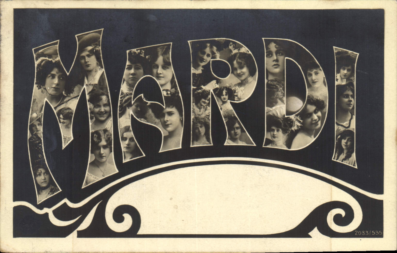 Vintage Postcard Fantasy Woman Day Tuesday