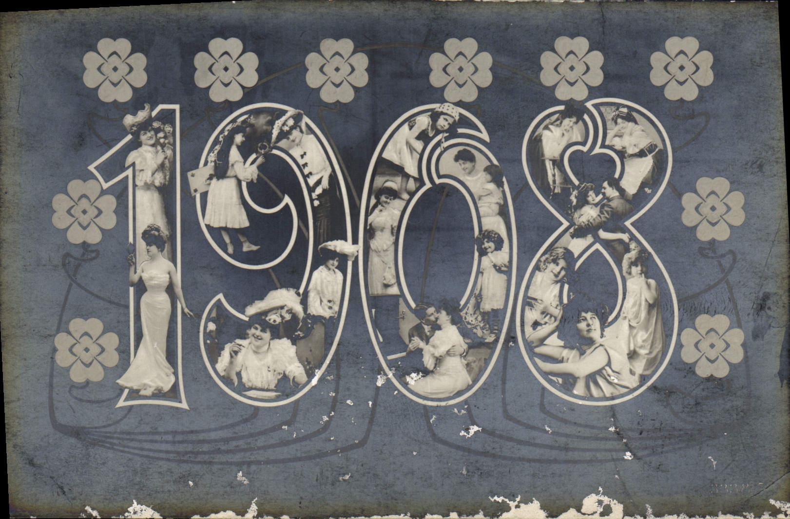 CPA Fantaisie Fleurs Annee 1908 