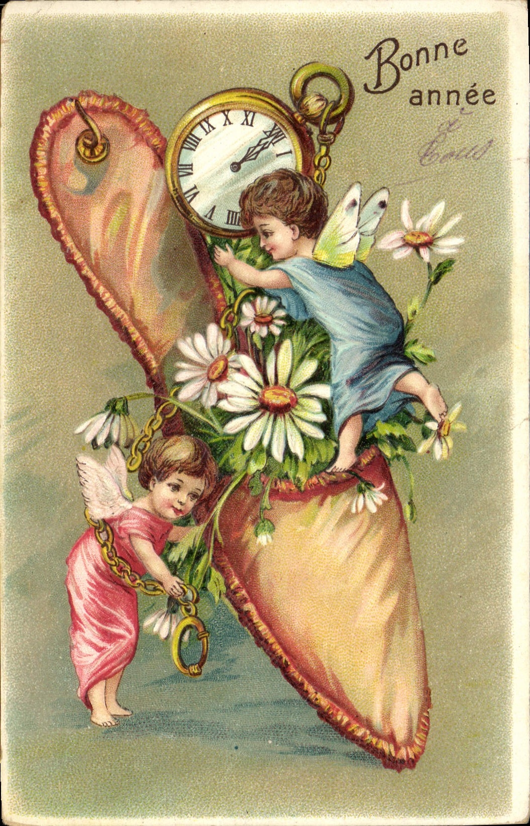 CPA Fantaisie Enfants Bonne Annee Chausson