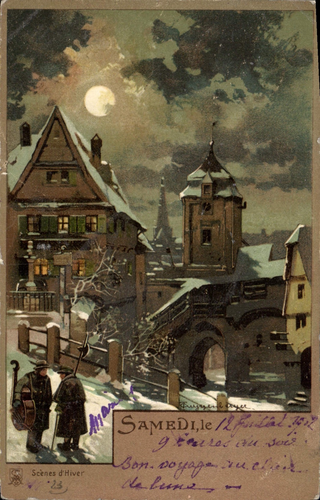 Vintage Postcard Fantasy Day Saturday