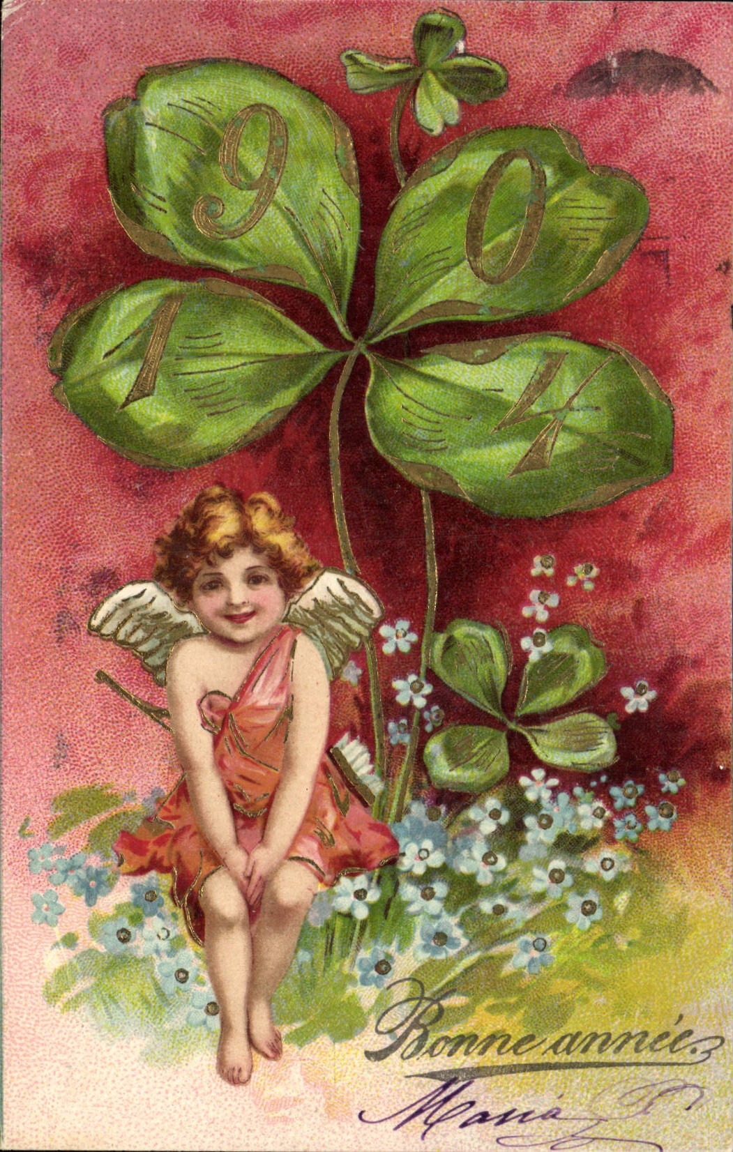 Vintage Postcard Fantasy Flowers Year 1904 Child