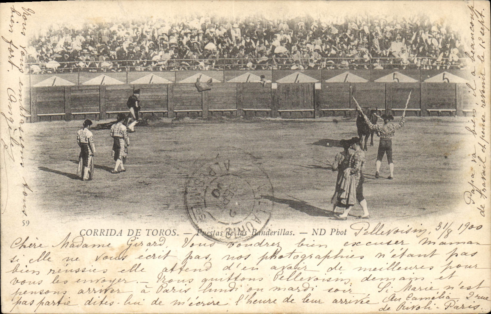 Postal Corrida Curso de toros Puestas de loa banderillas