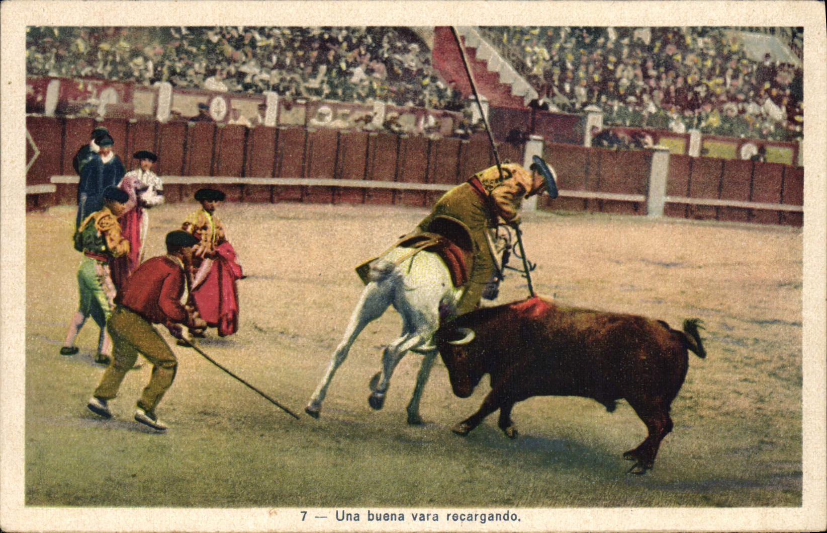CPA Corrida Course de taureaux Una buena vara recargando
