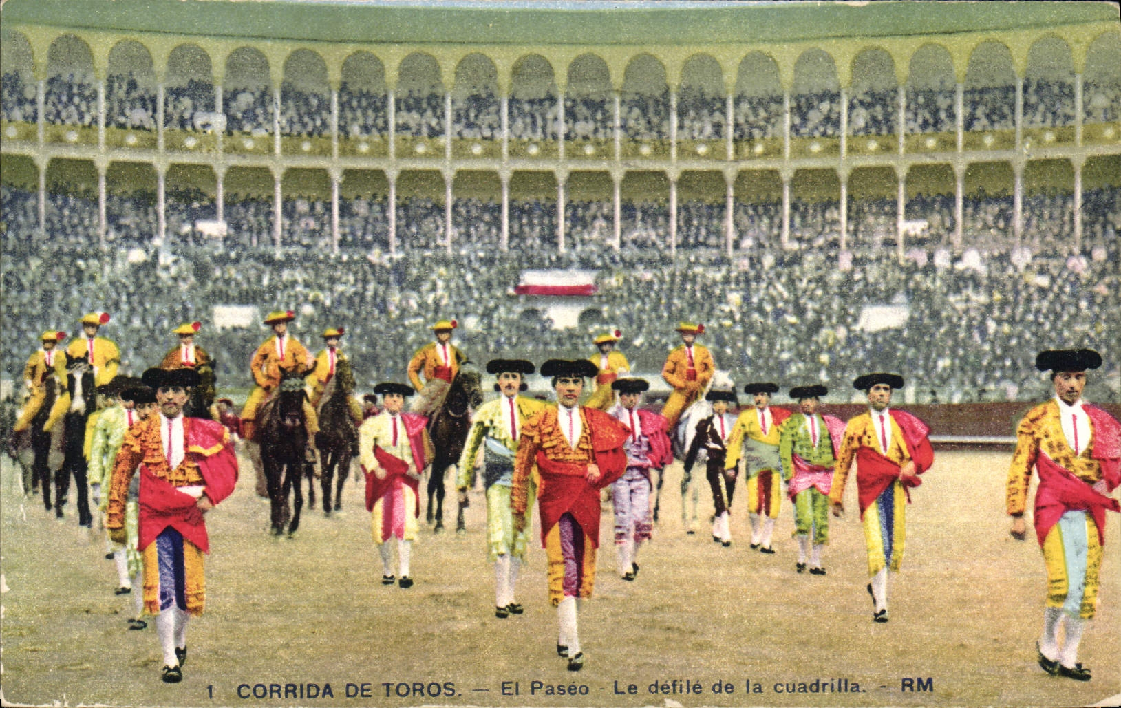 CPA Corrida Course de taureaux El paseo Le defile de la cuadrille
