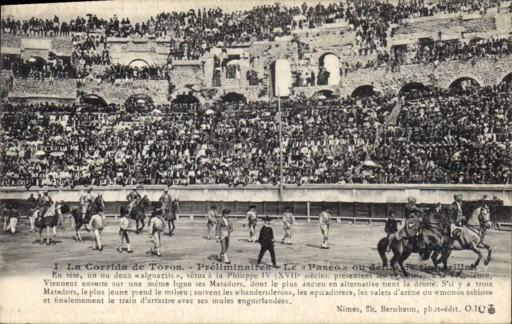 Postal Corrida Corrida de toros Preliminares el paseo