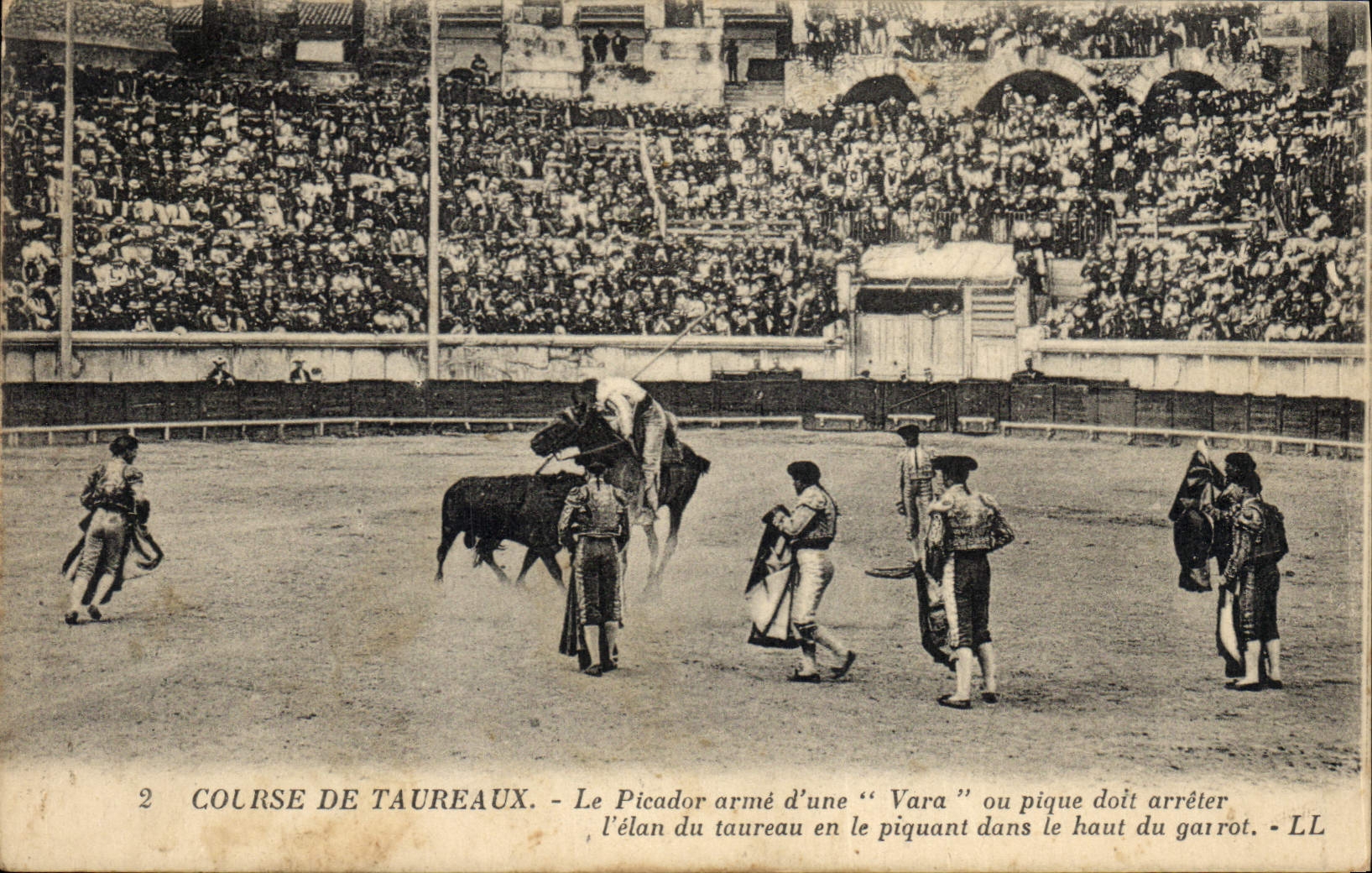 Postal Corrida Corrida de toros el picador arma de un vara o pincha debe detener