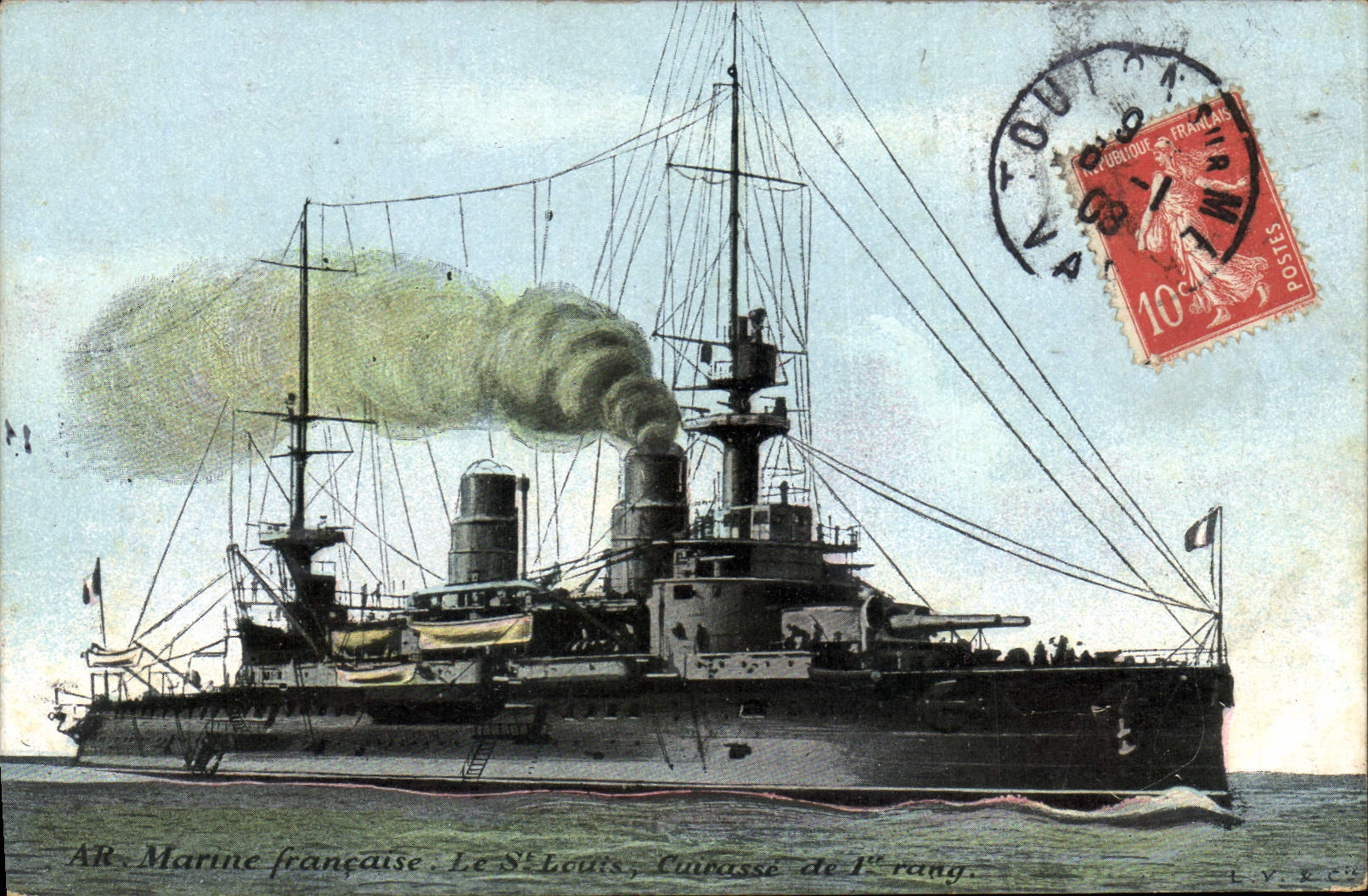 Vintage Postcard Warship the Saint Louis Armours 1st rank