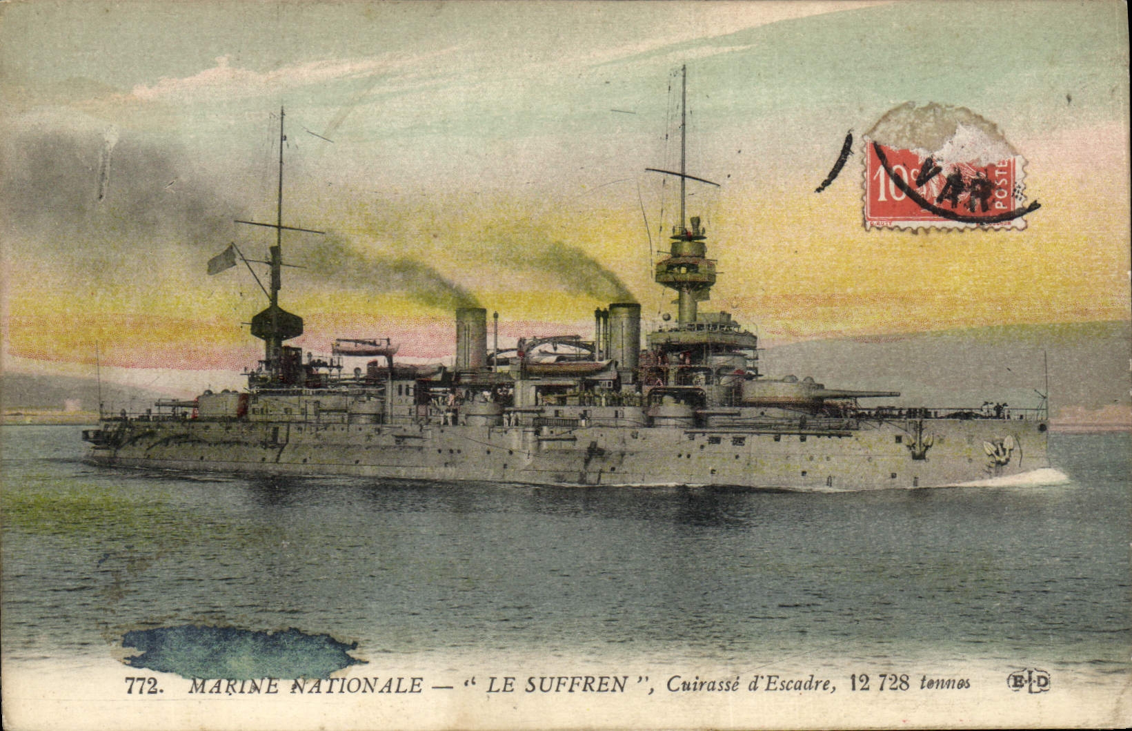 CPA Bateau de Guerre Le Suffren Cuirasse d'escadre 