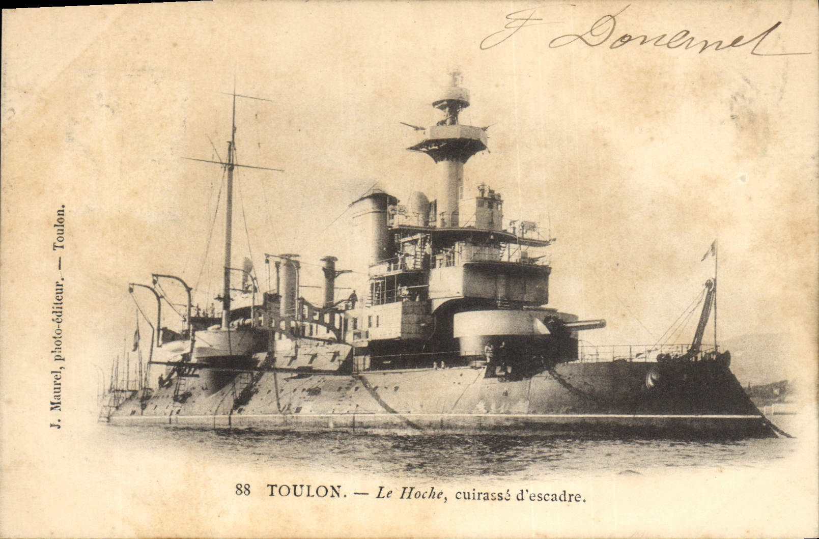 Vintage Postcard Warship Toulon the Le Hoche Armours squadron