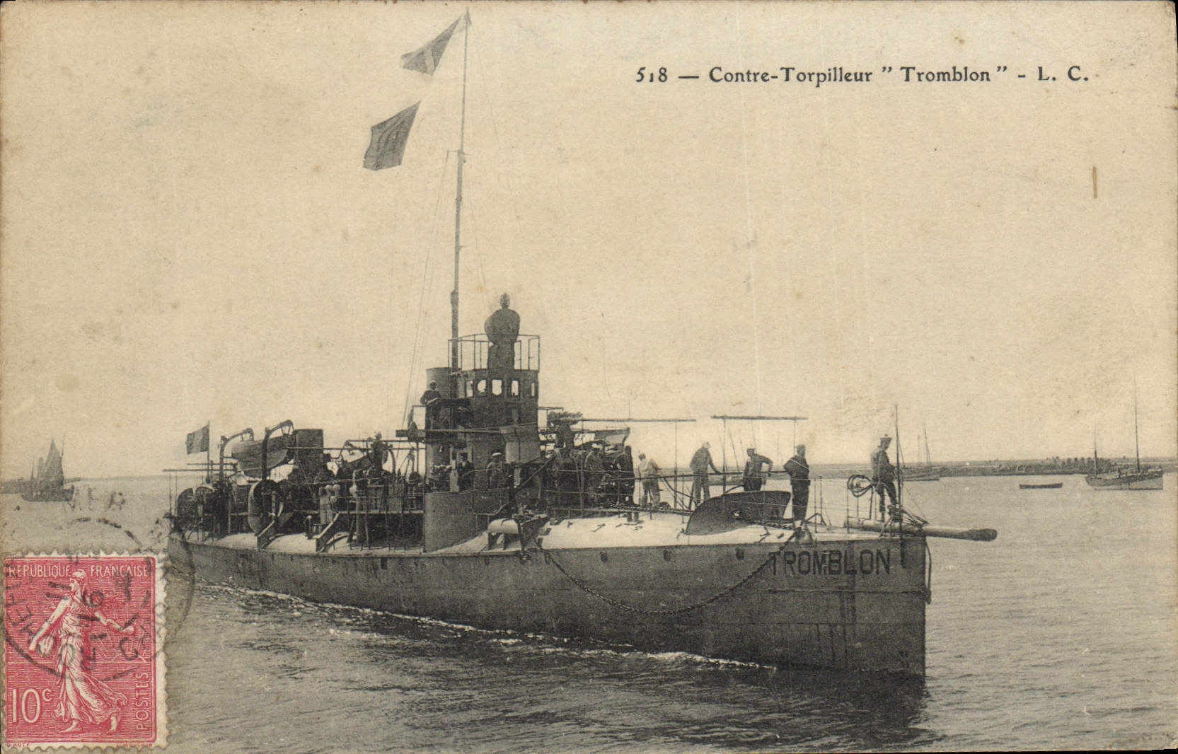 CPA Bateau de Guerre Contre torpilleir TRomblon 