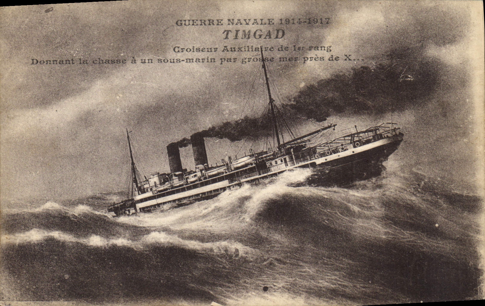 Vintage Postcard Warship auxiliary Timgad Cruiser of 1st rank