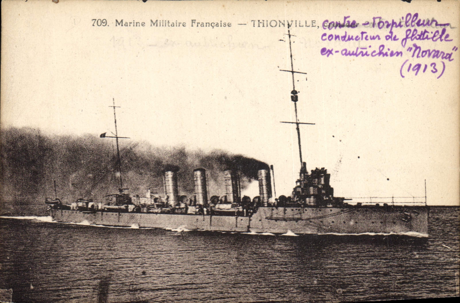 Vintage Postcard Warship Thionville