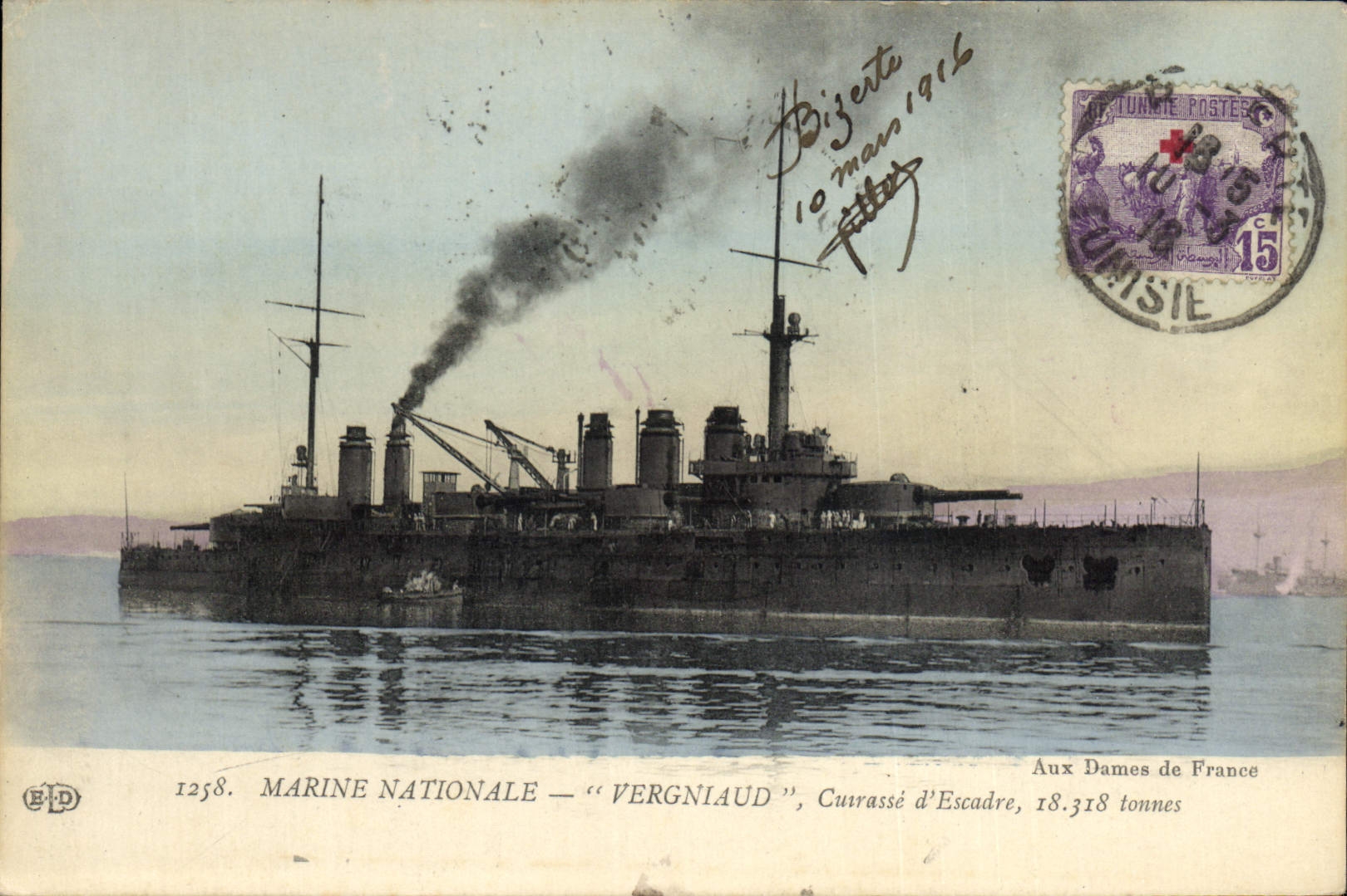 CPA Bateau de Guerre Vergniaud Cuirasse d'escadre 