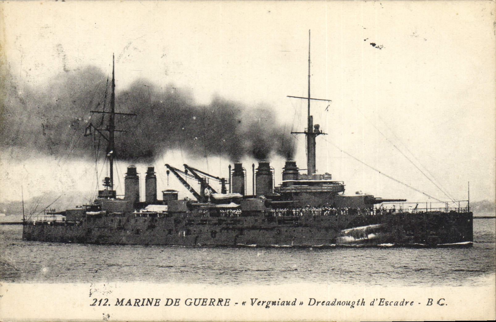 Vintage Postcard Warship Vergniaud Dreadnought of squadron