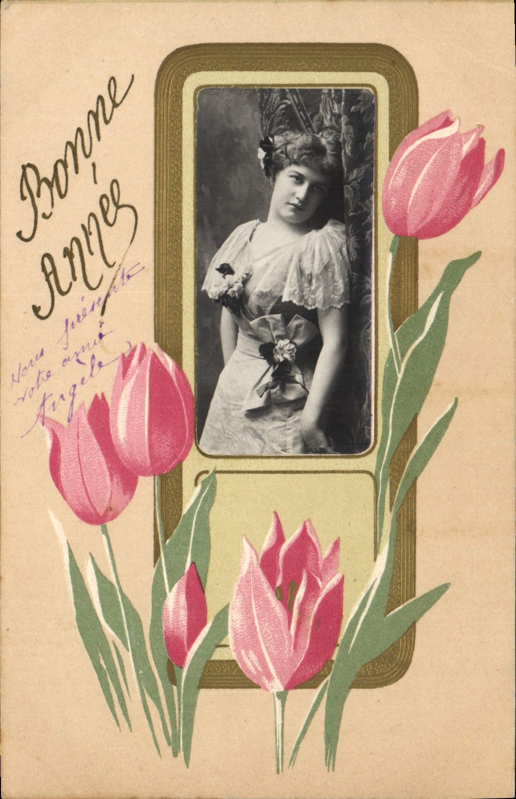 CPA Fantaisie Fleurs Femme 