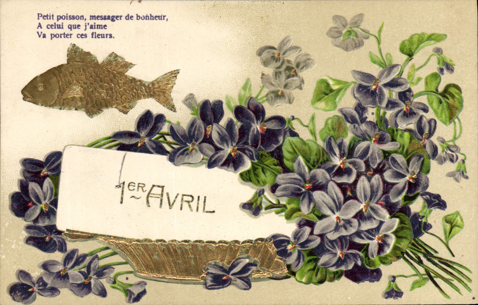 CPA Fantaisie Fleurs Poisson 1er Avril 