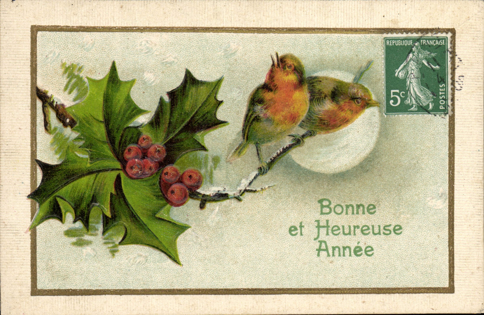 CPA Fantaisie Fleurs Oiseaux 