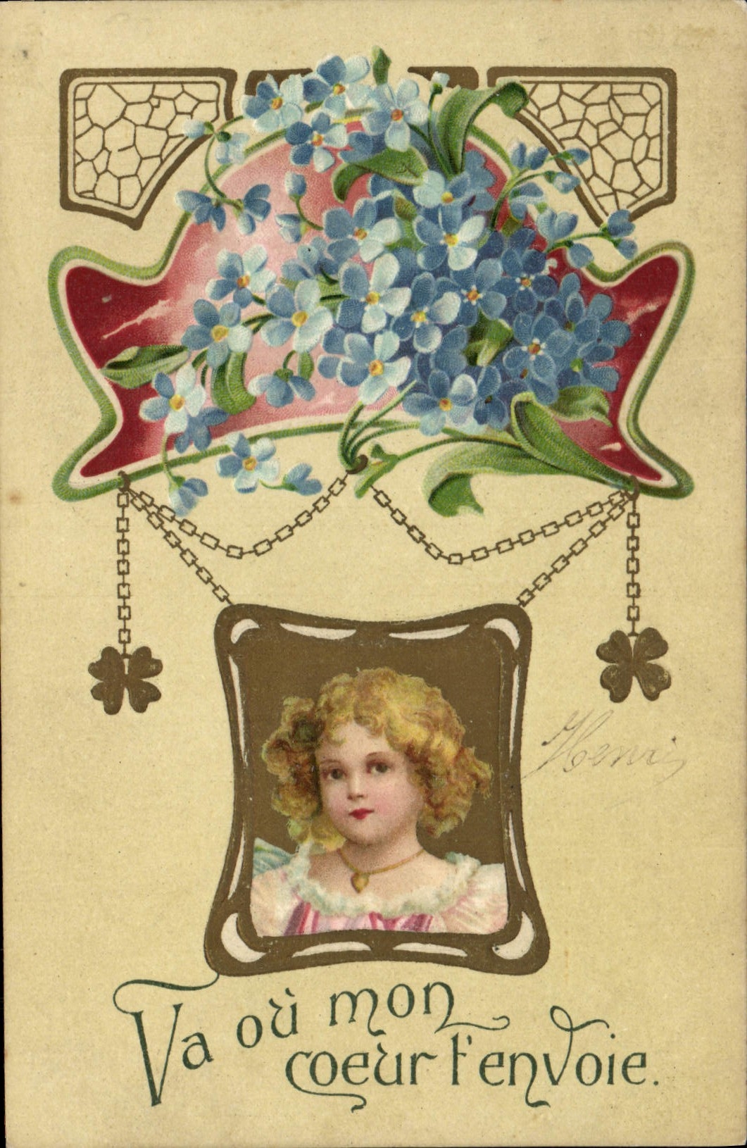 CPA Fantaisie Fleurs Enfant 
