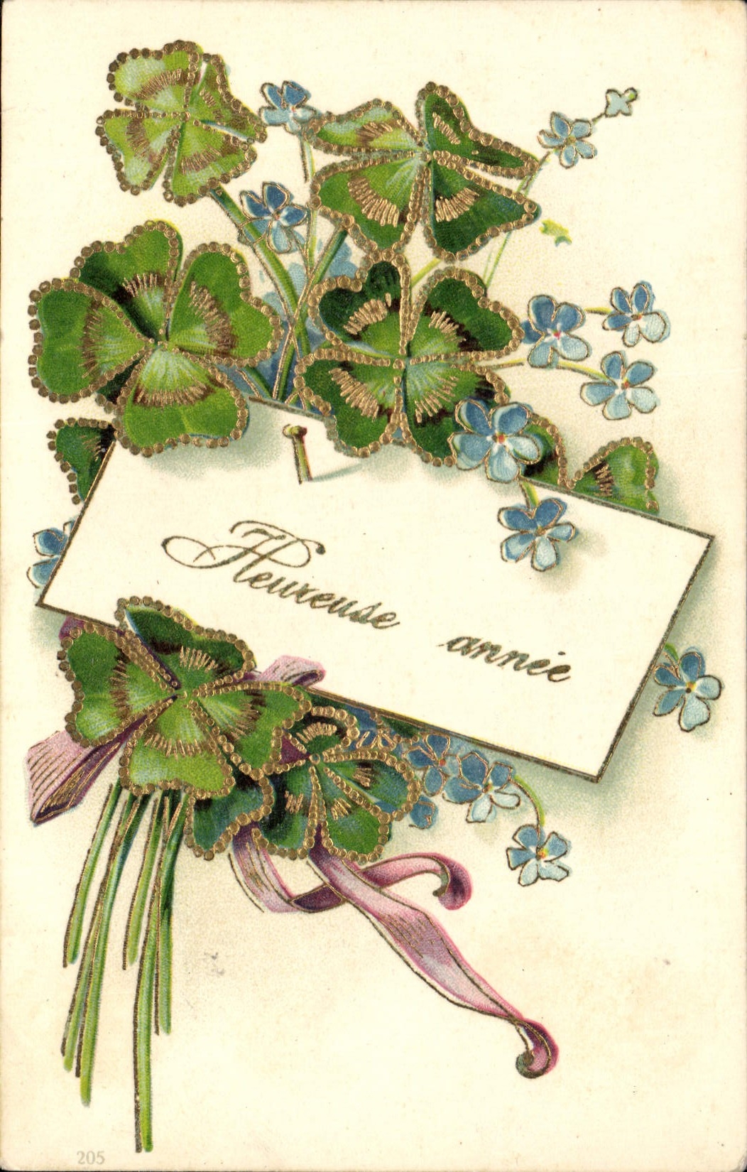 CPA Fantaisie Fleurs Trefles 