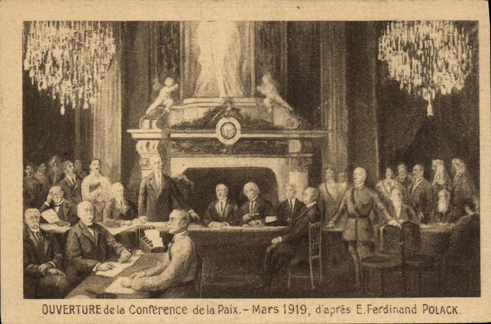 Vintage Postcard Opening of the Conference of Peace March 1919 Ferdinand Polack