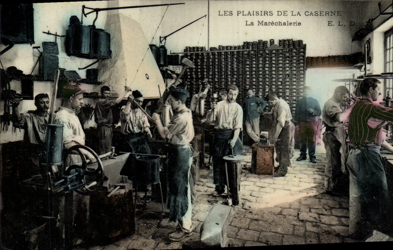 Postal Caballo Hípica Equitación los placeres del cuartel el marechalerie