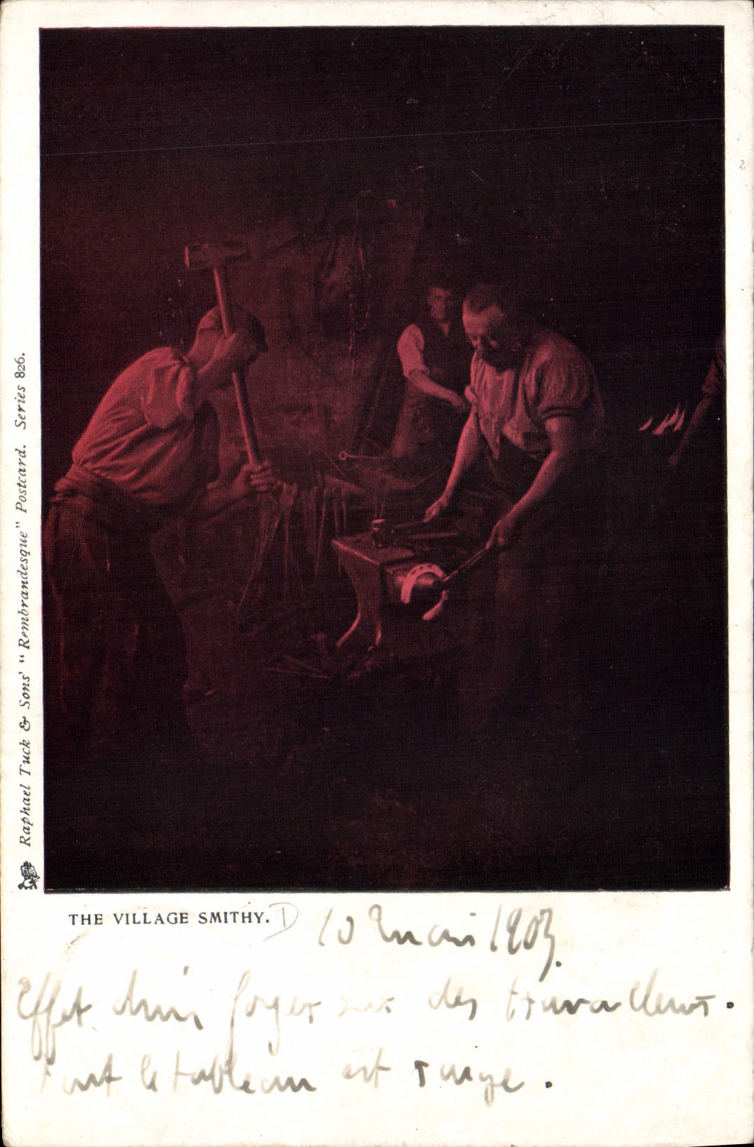 CPA Cheval Hippisme Equitation The village smithy Forgeron 