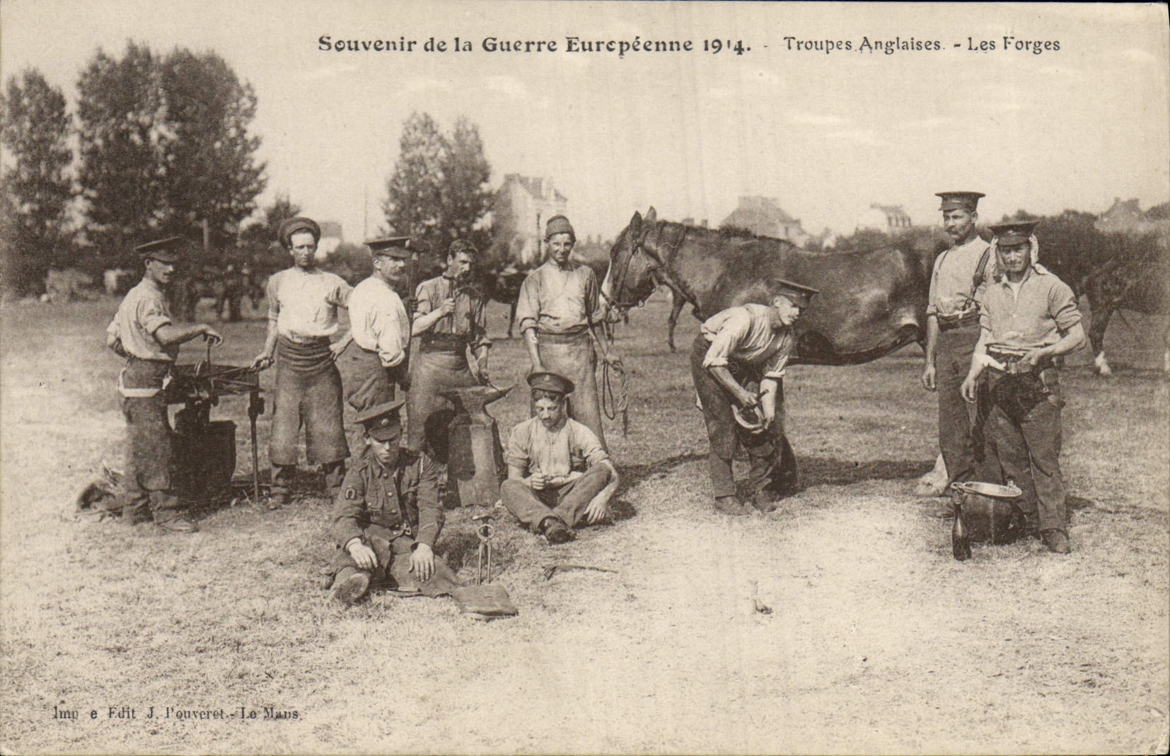Postal Caballo Hípica Equitación Tropas inglesas las Fraguas Mariscal que Calzan Militaria