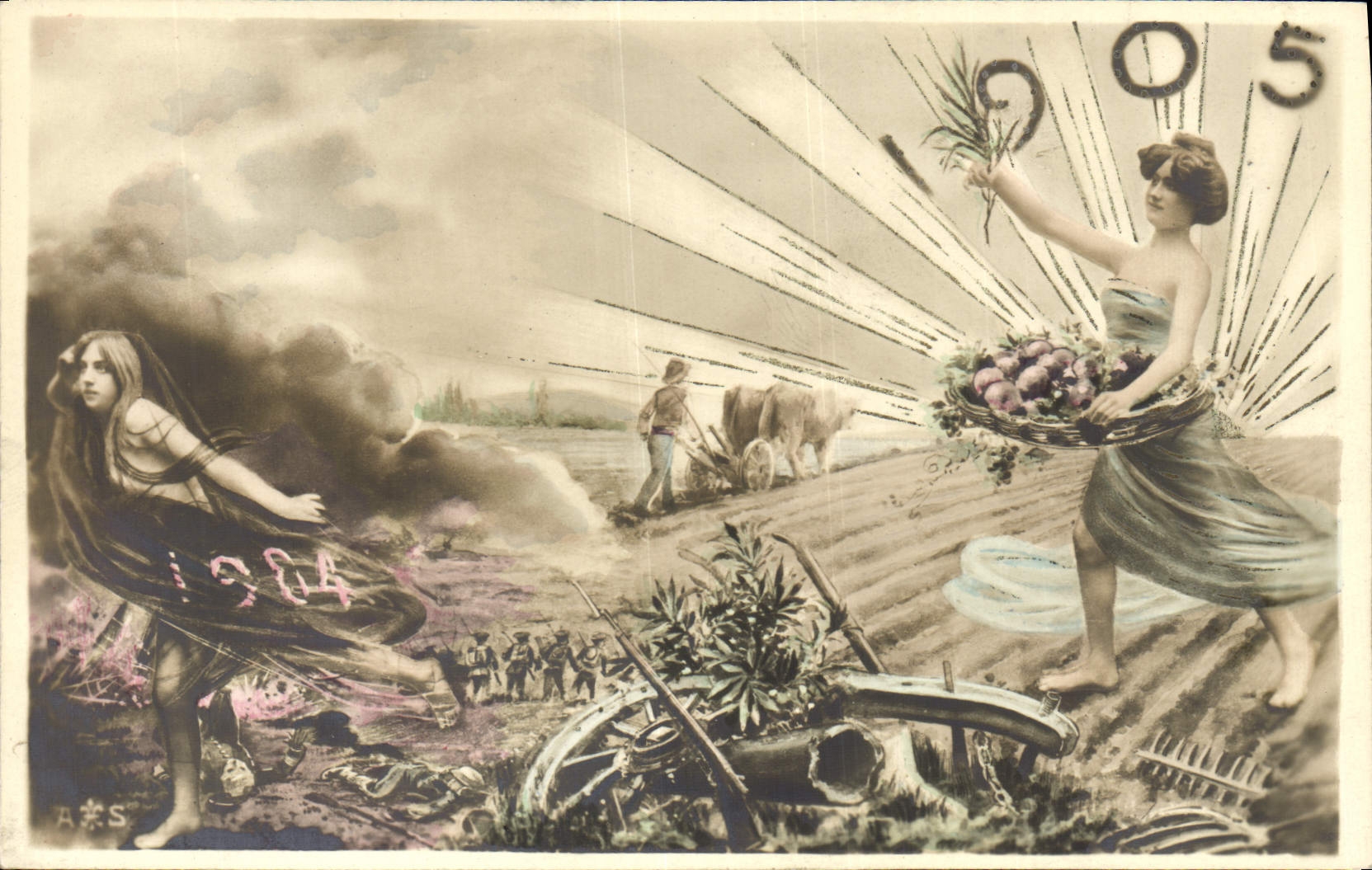 CPA Fantaisie Fleurs Annee 1905