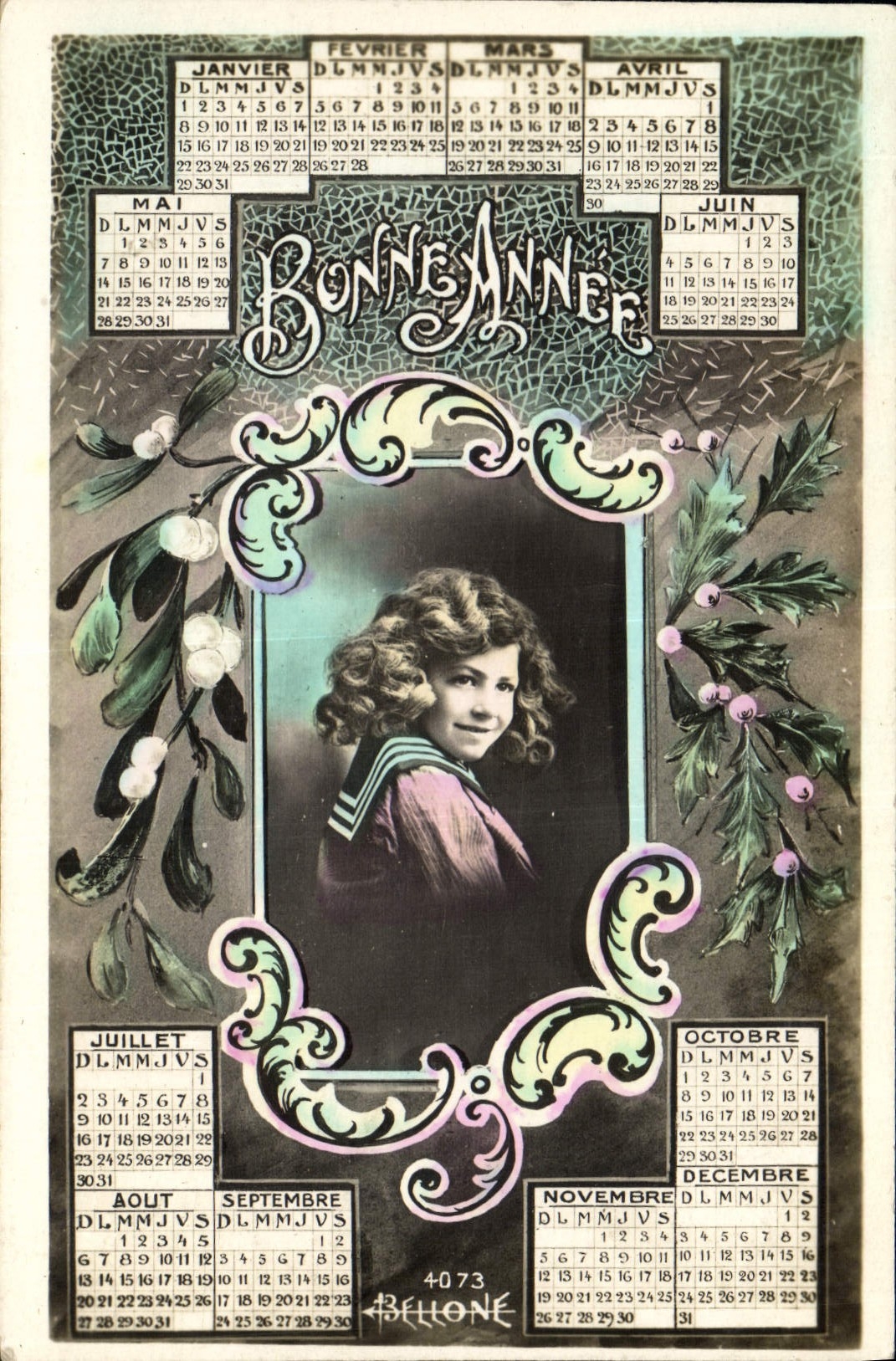 CPA Fantaisie Fleurs Calendrier Enfant 