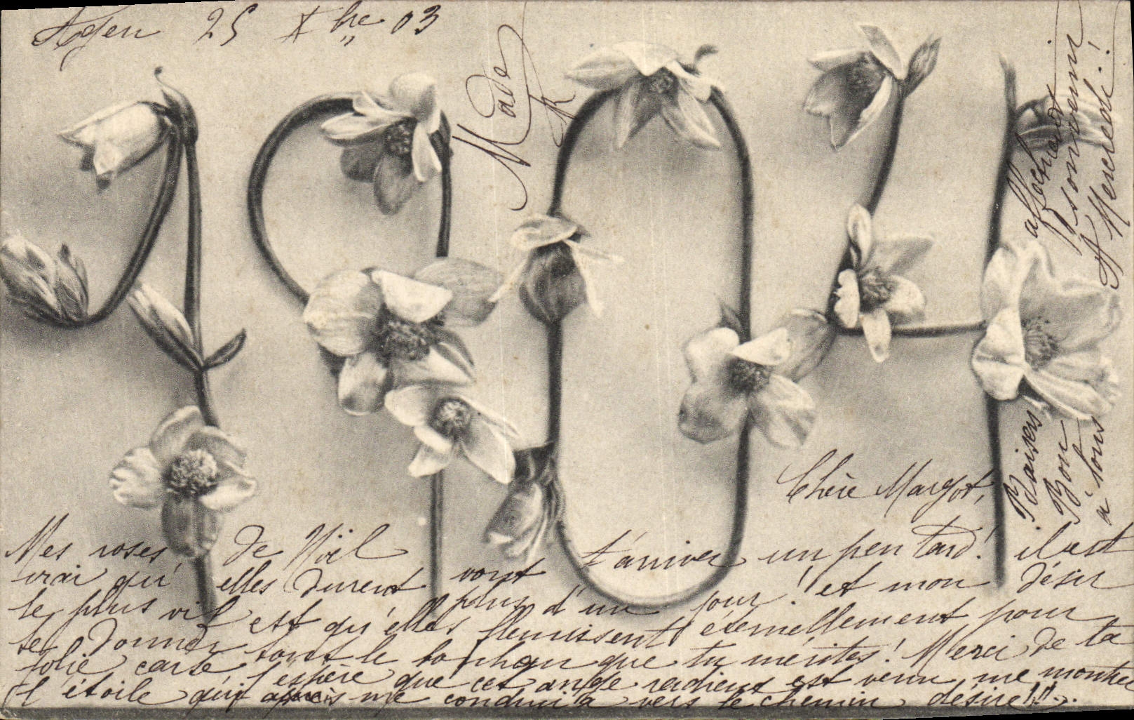 CPA Fantaisie Fleurs Annee 1904