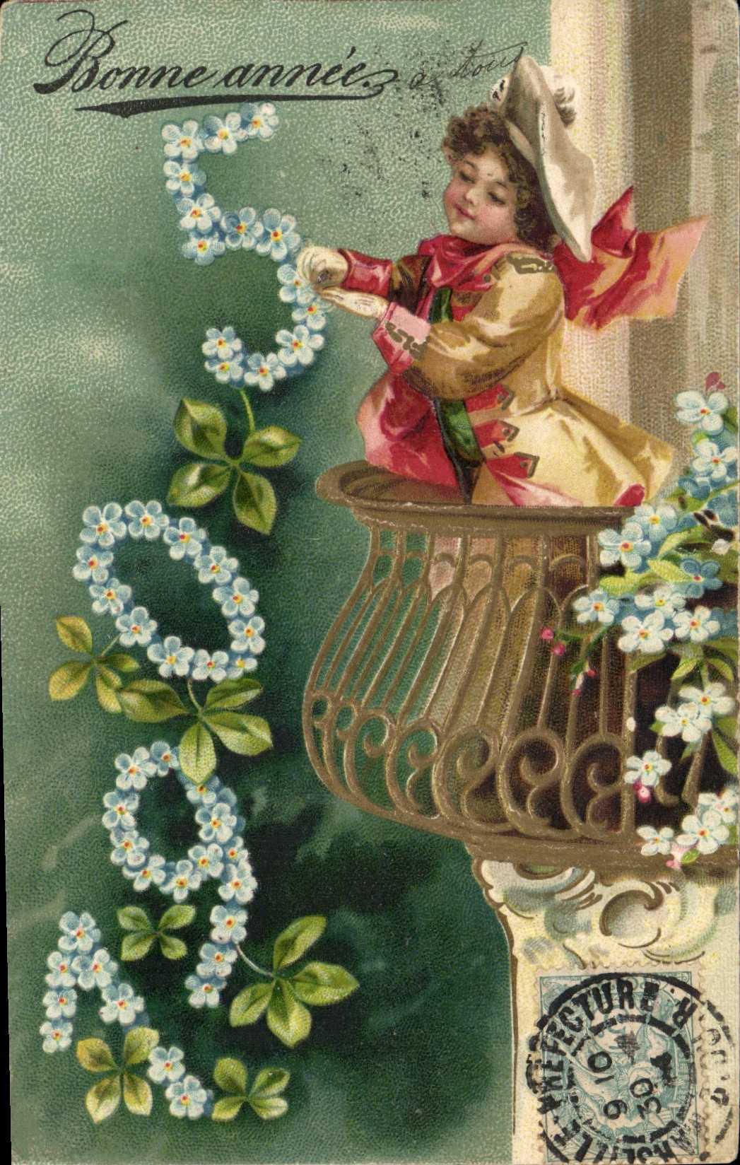 CPA Fantaisie Fleurs Annee 1905 Ange