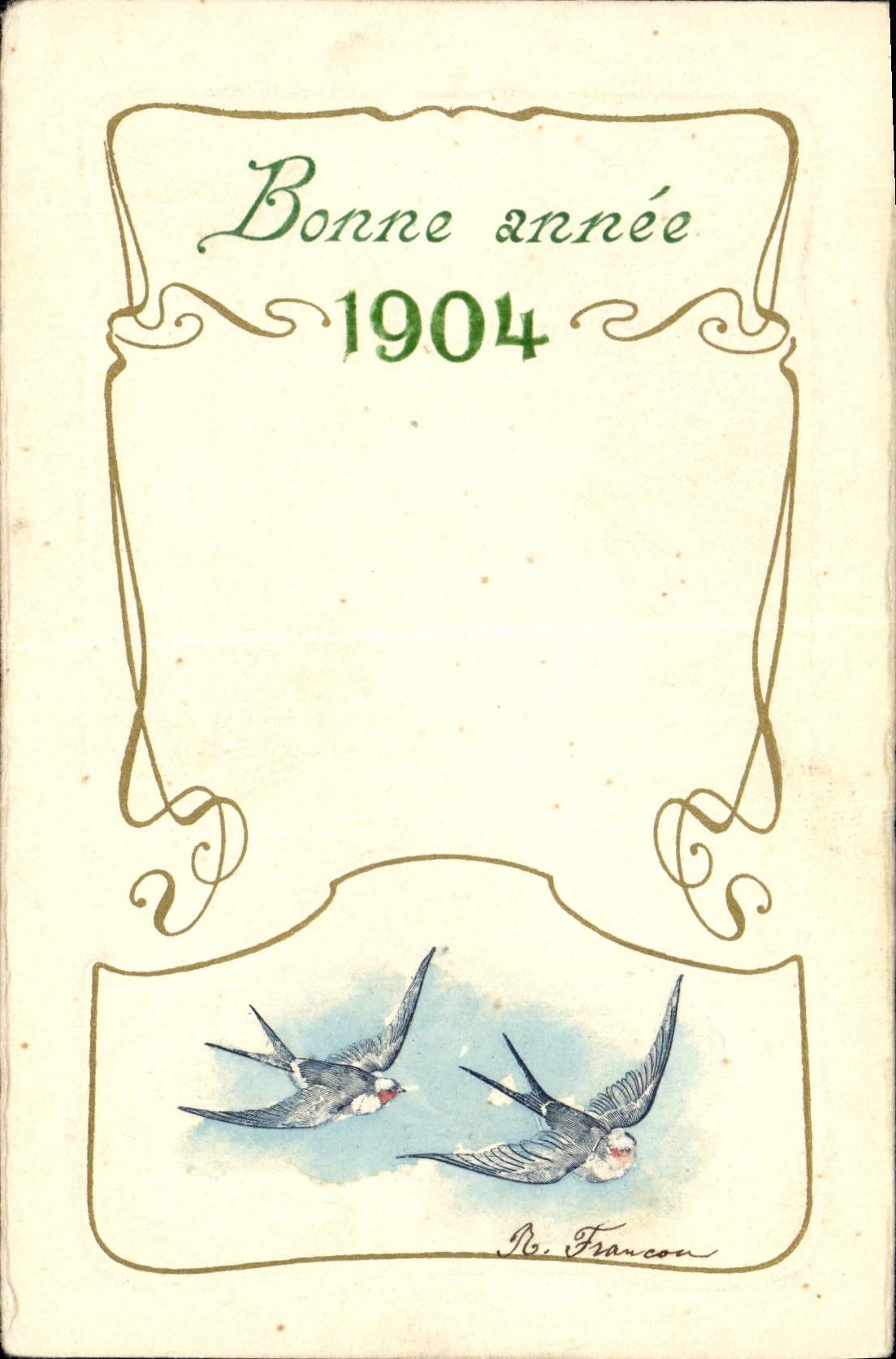 Vintage Postcard Fantasy Flowers Year 1904 Swallows